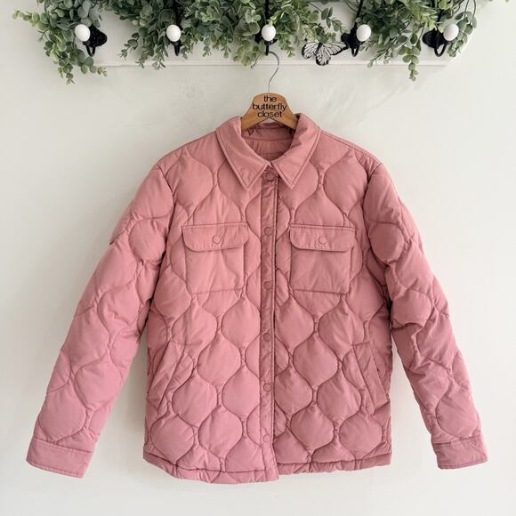 Marine Layer Jackets & Blazers - Marine Layer Leslie Puffer Jacket Pink Collared Front Pockets Size Small